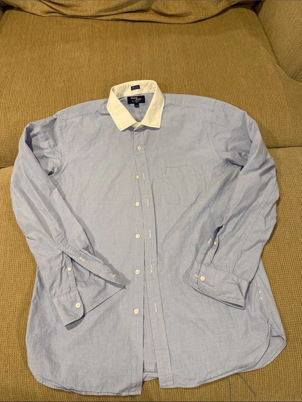 J. Crew Light Blue Dress Shirt with White Contrast Collar